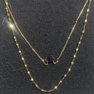 Gold and Purple Double Layer Necklace